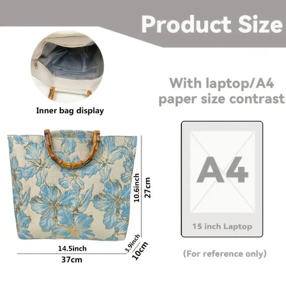 Floral Tote Bag / Floral Print Canvas Tote - Picture 6 of 6